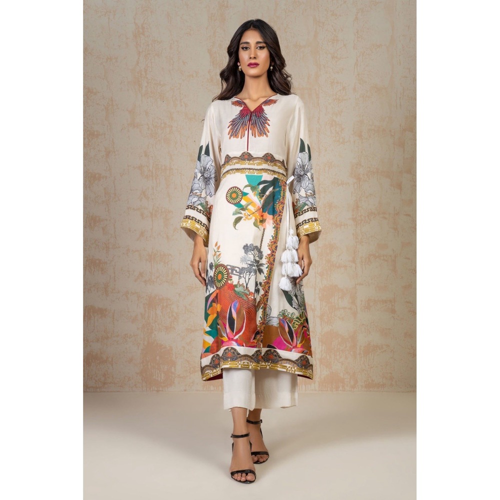 Shamaeel Ansari straight cut Medium Ivory Tunic Daily Pret Wear ECK-21 PLS Read